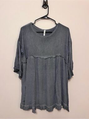 Washed Slate Blue Women's Tunic Top